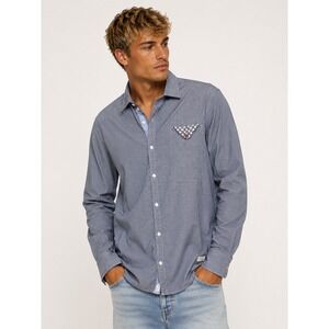 Scotch & Soda Blue White Gingham Stretch Button Up True Gentleman XL NWOT New